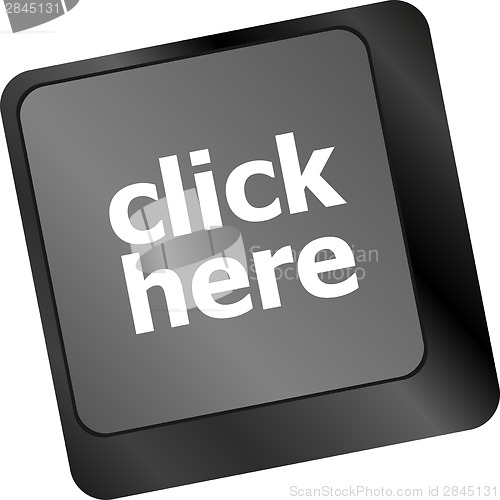 Image of Keyboard with click here button, internet concept