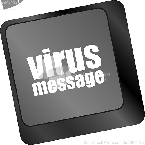 Image of Computer keyboard with virus message key