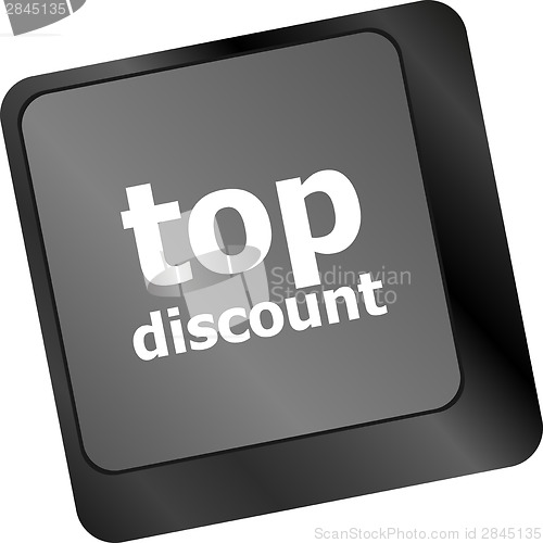Image of top discount concept sign on computer key