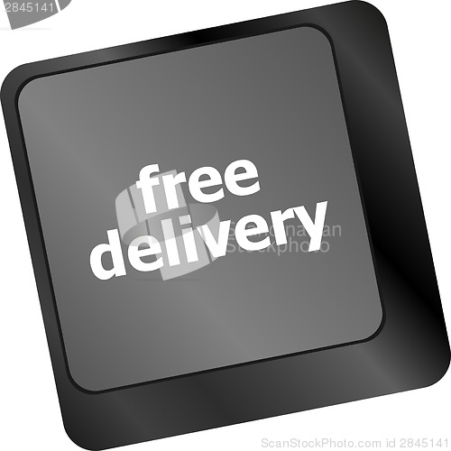 Image of free delivery key on laptop keyboard keys