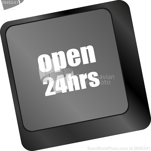 Image of Computer keyboard with open 24 hours keys, business concept