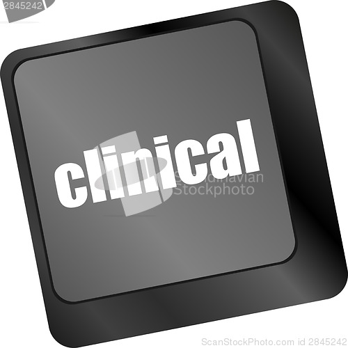 Image of clinical text on laptop computer keyboard,