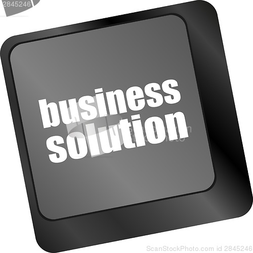 Image of Computer keyboard with business solution key. business concept
