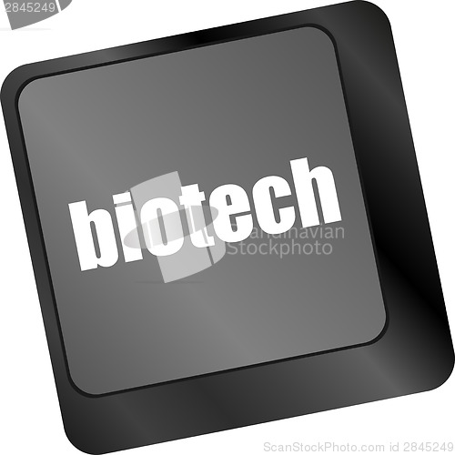 Image of bio tech message on enter key of keyboard