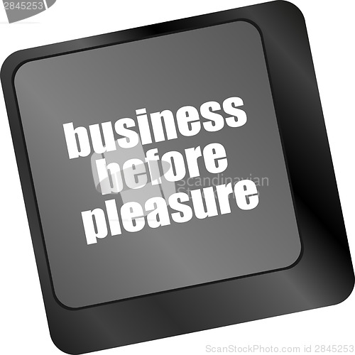Image of business before pleasure button on computer keyboard key