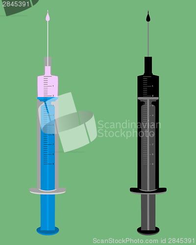 Image of Illustration of two filled injections on green background