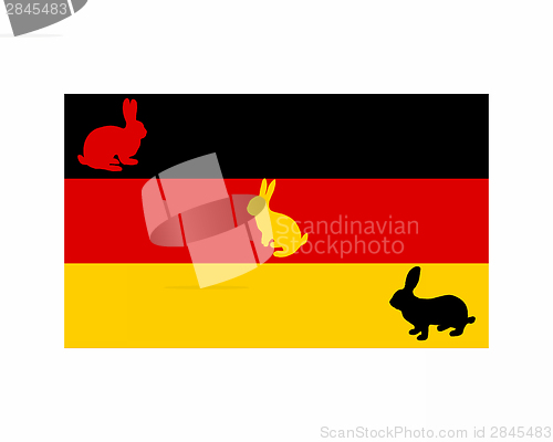 Image of Flag of Germany with easter bunnys