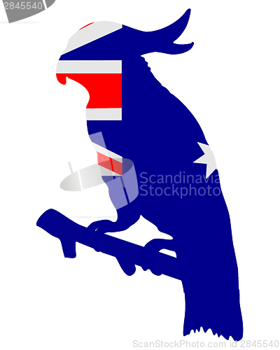Image of Flag of Australia with cockatoo