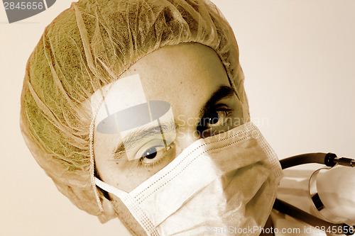 Image of Portrait of a young doctor with stethoscope.