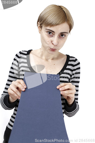 Image of Woman holding a paper