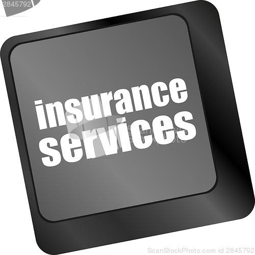 Image of Keyboard with insurance services button, internet concept
