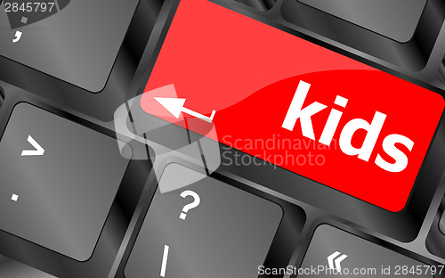 Image of kids key button in a computer keyboard