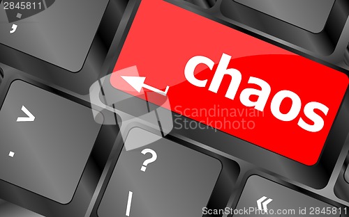 Image of chaos keys on computer keyboard, business concept