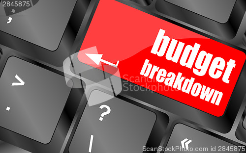 Image of budget breakdown words on computer pc keyboard