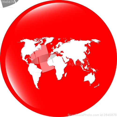 Image of Globe icon, earth world map on web button