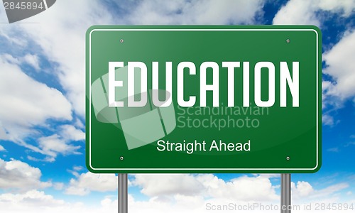 Image of Education on Green Highway Signpost.