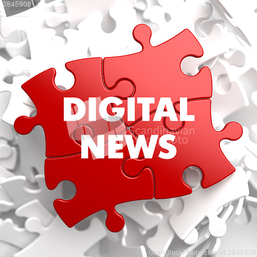 Image of Digital News on Red Puzzle.