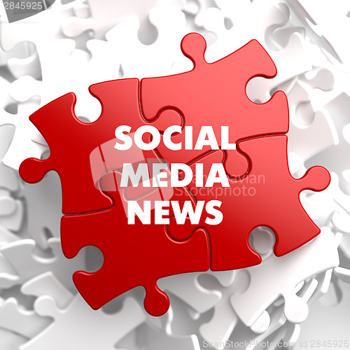 Image of Social Media News on Red Puzzle.