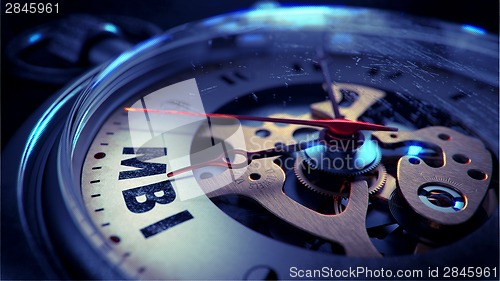 Image of MBI on Pocket Watch Face. Time Concept.