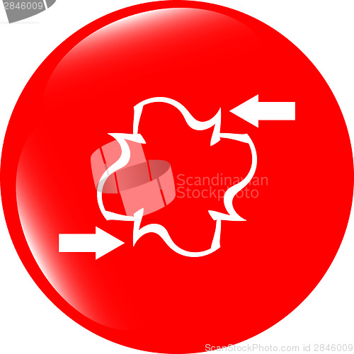 Image of abstract sign with arrow set on icon (button)