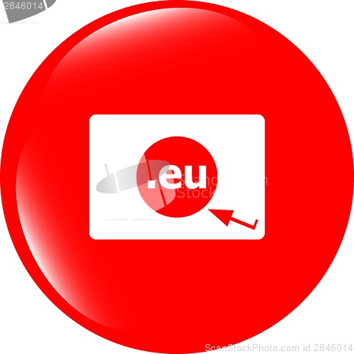 Image of Domain EU sign icon. Top-level internet domain symbol with cursor pointer