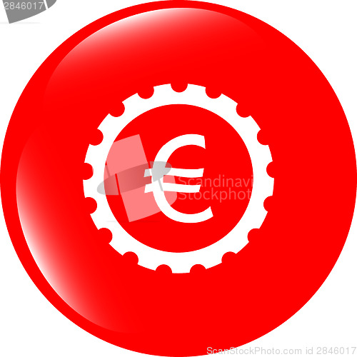 Image of gear (cog) web icon on cloud with euro eur money sign