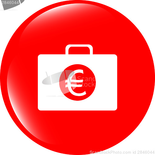 Image of euro case button, financial icon isolated on white background