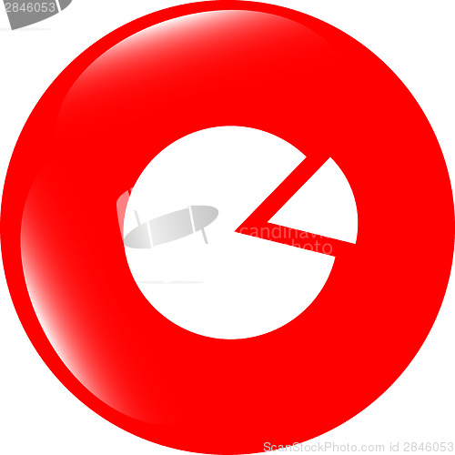 Image of Graph Icon on Round Button isolated on white