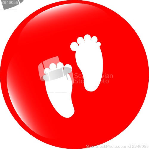 Image of footprint circle glossy web icon on white background