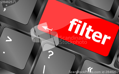 Image of filter button on computer pc keyboard key