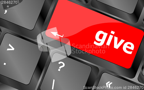 Image of give word on computer pc keyboard key