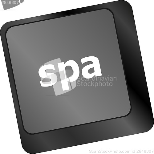 Image of healthy lifestyle shown by spa computer button, keyboard keys