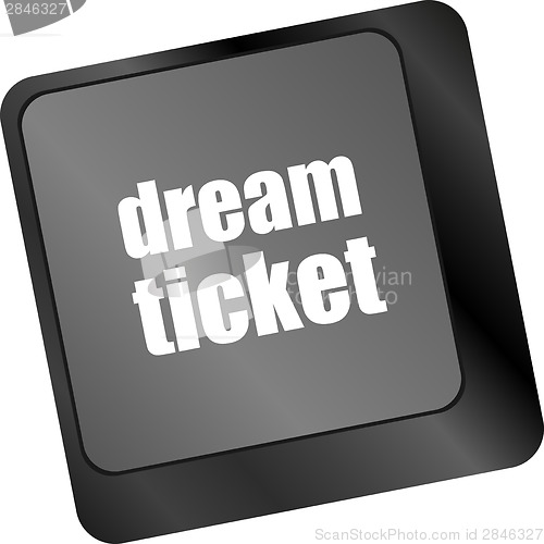 Image of dream ticket button on computer keyboard key