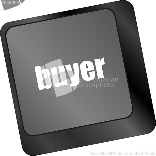 Image of buyer button on keyboard key - business concept