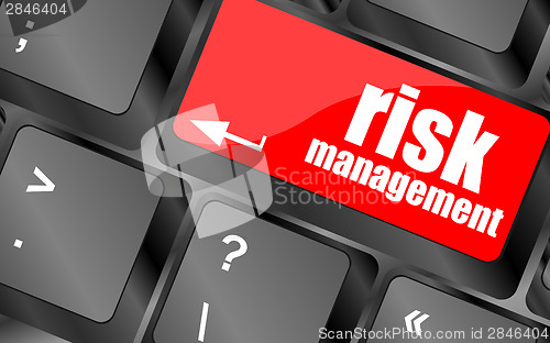 Image of Keyboard with risk management button, internet concept