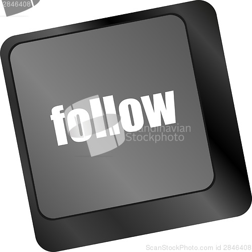 Image of Social media or social network concept: Keyboard with follow button