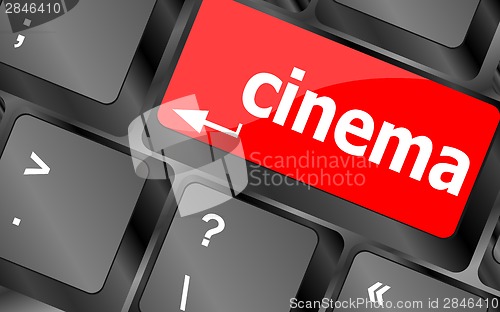 Image of Business concept: Cinema key on the computer keyboard