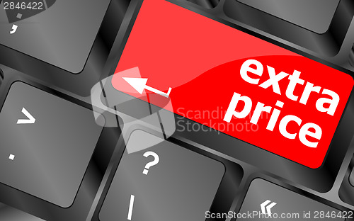 Image of extra price word key or keyboard keys, discount concept