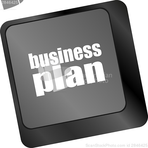 Image of business plan button on computer keyboard key