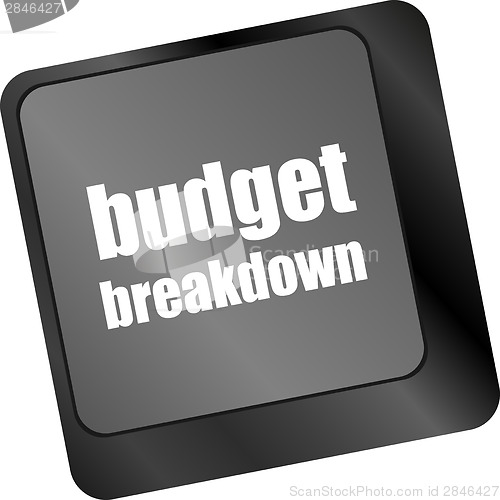 Image of budget breakdown words on computer pc keyboard