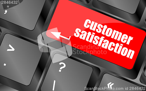 Image of customer satisfaction key word on computer keyboard