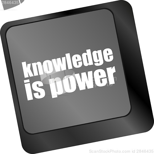 Image of knowledge is power button on computer keyboard key