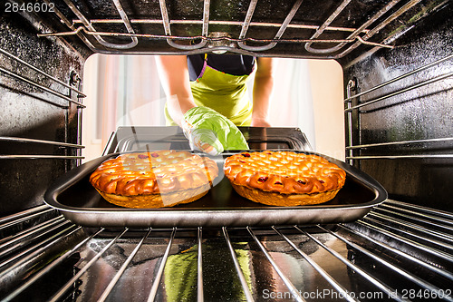 Image of Cooking in the oven at home.