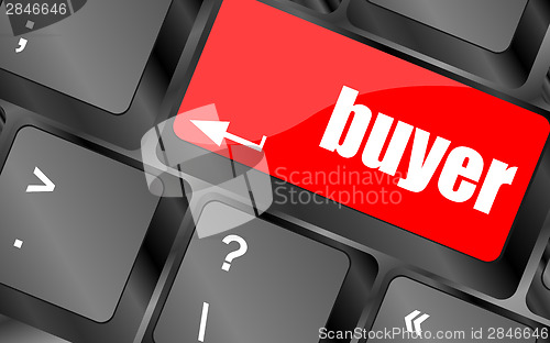 Image of buyer button on keyboard key - business concept