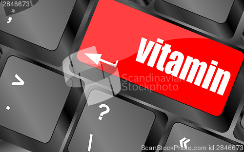 Image of vitamin word on computer keyboard pc key,