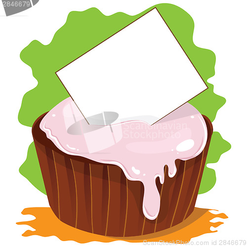 Image of Vector cupcake with card for text