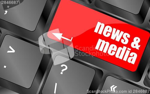 Image of Computer keyboard with news and media key. business concept
