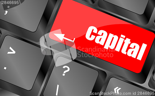 Image of capital button on keyboard key - business concept