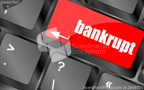 Image of A keyboard with key reading bankrupt, business concept