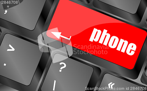 Image of phone key in place of enter key - social concept